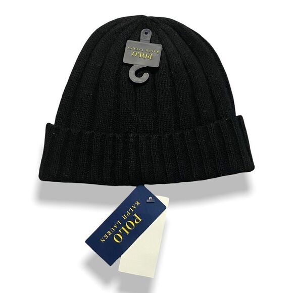 Polo Ralph Lauren Mens Signature Merino Wool Cuffed Beanie Black One Size (b) - Picture 7 of 9